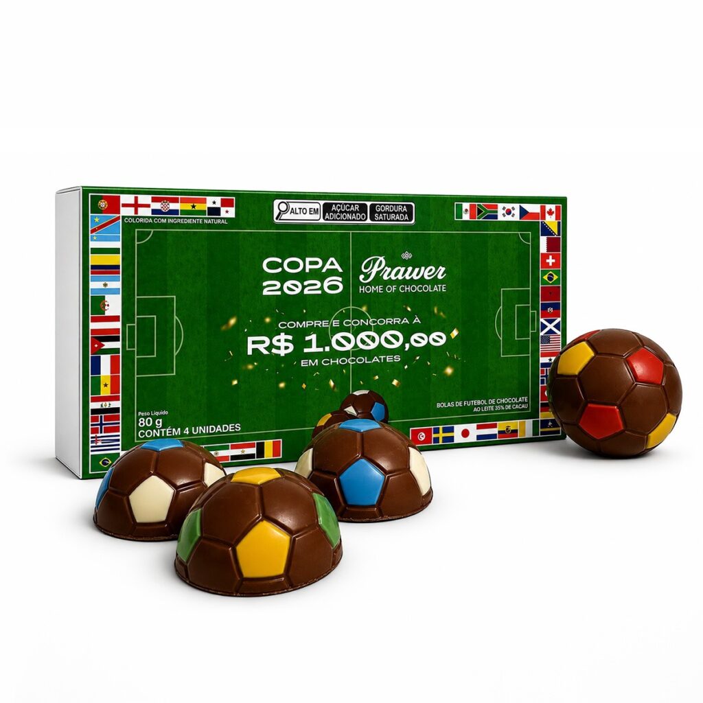 Prawer lança chocolate temático da Copa do Mundo 2026 e promove concurso que pode premiar clientes com R$ 1 mil em chocolates